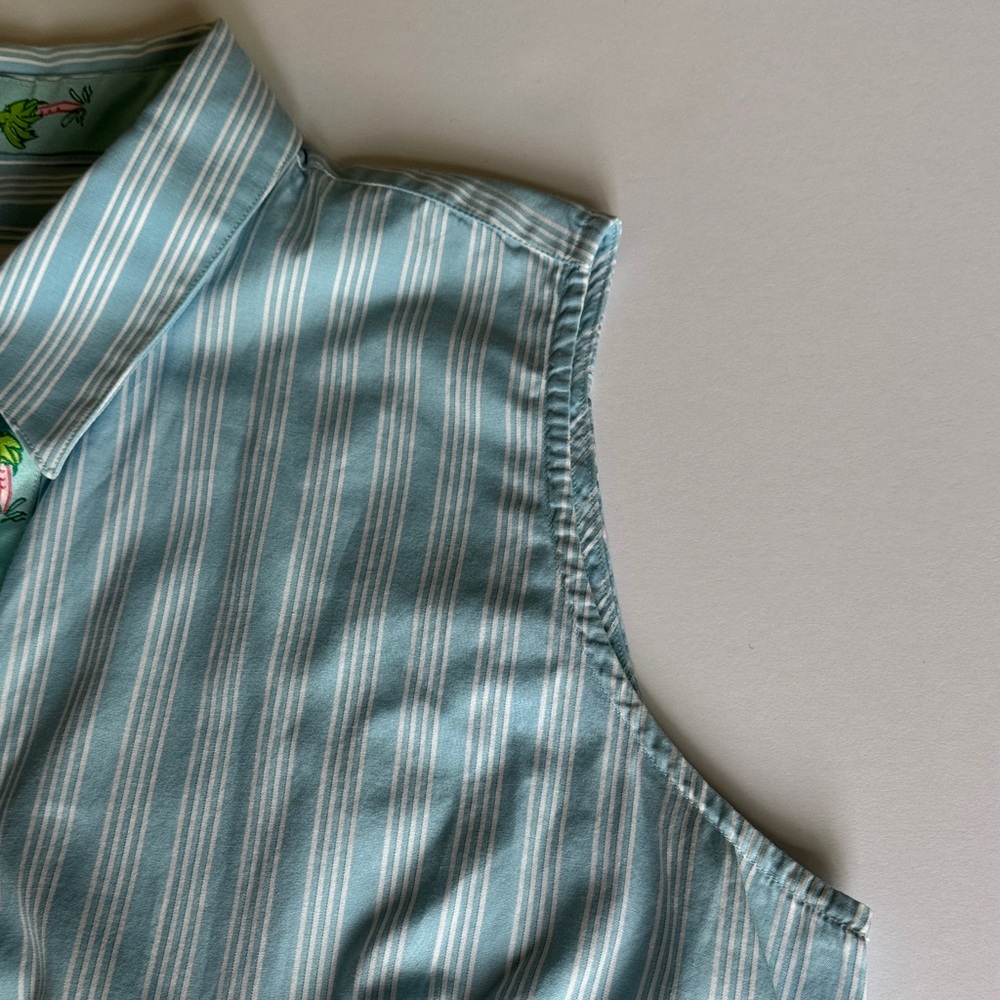 Andrea BeckeR Blue White Striped Cotton Blouse Vintage Button Front Size M - Picture 5 of 10